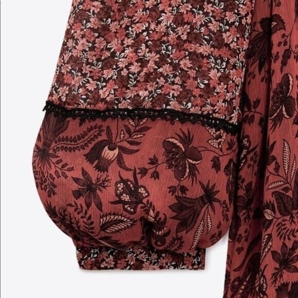 Zara Womens Size Medium Floral Print Boho Swing Dress - Picture 4 of 5